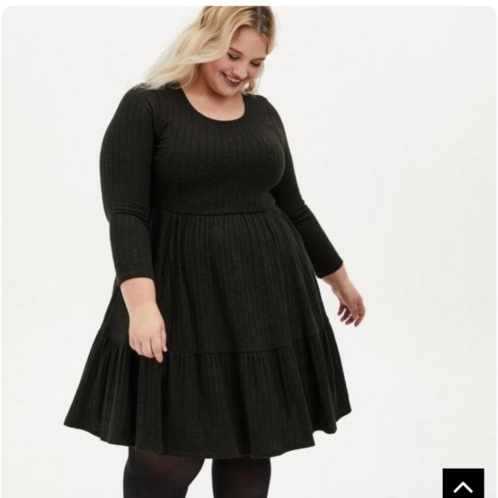 Torrid Size 2 (18/20W) Super Soft Plush Olive Green Ribbed Mini Skater Dress NWT